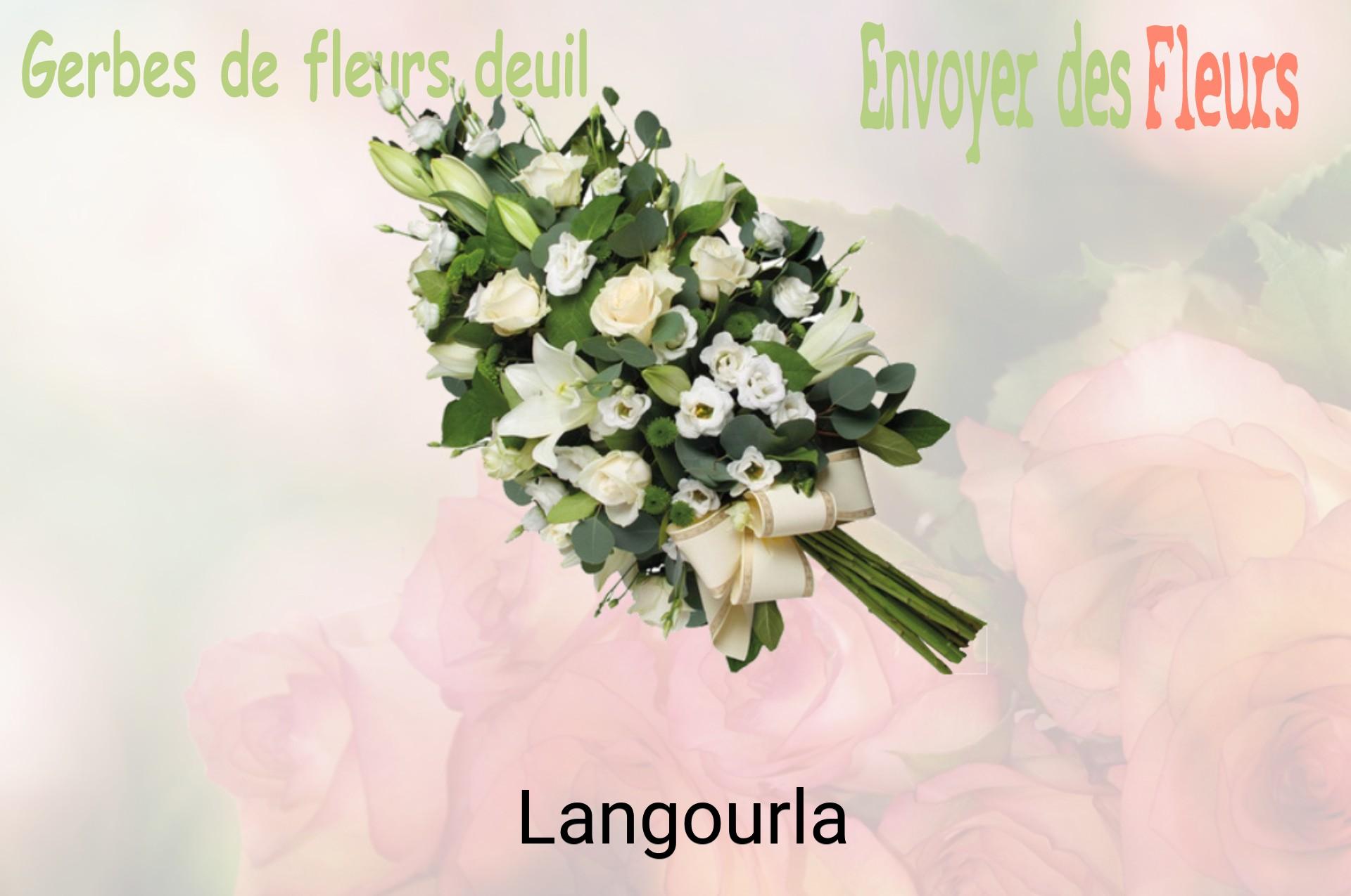 Gerbe de fleurs de deuil livrée à Langourla